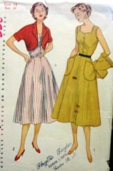 4282 SIMPLICITY 1953 UNCUT BOLERO, SWEETHEART FLARE DRESS PATTERN 14 32''